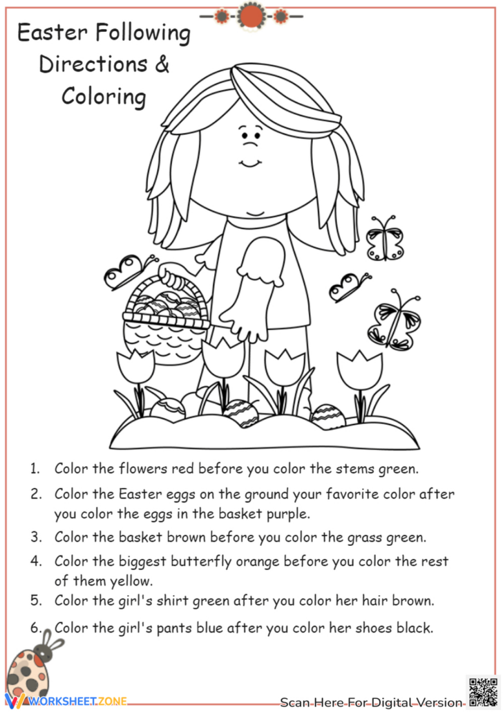 Easter Following Directions Worksheets