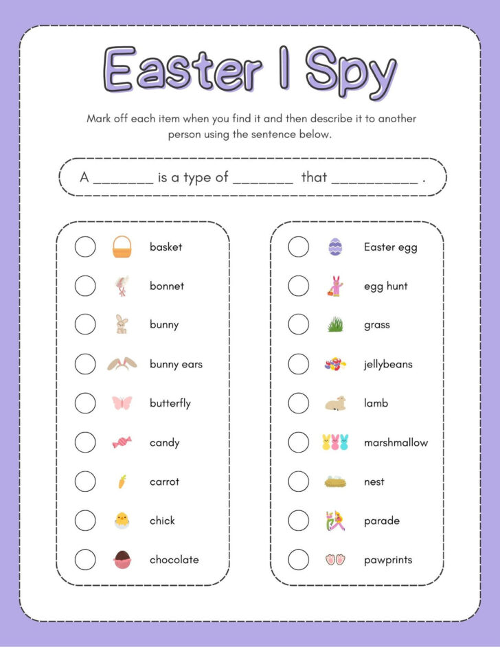 Easter Fill In the Blank Worksheets