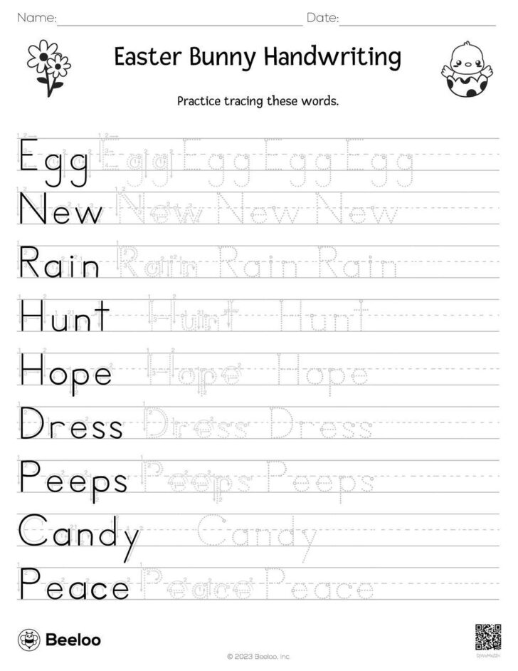 Easter Handwriting Worksheets