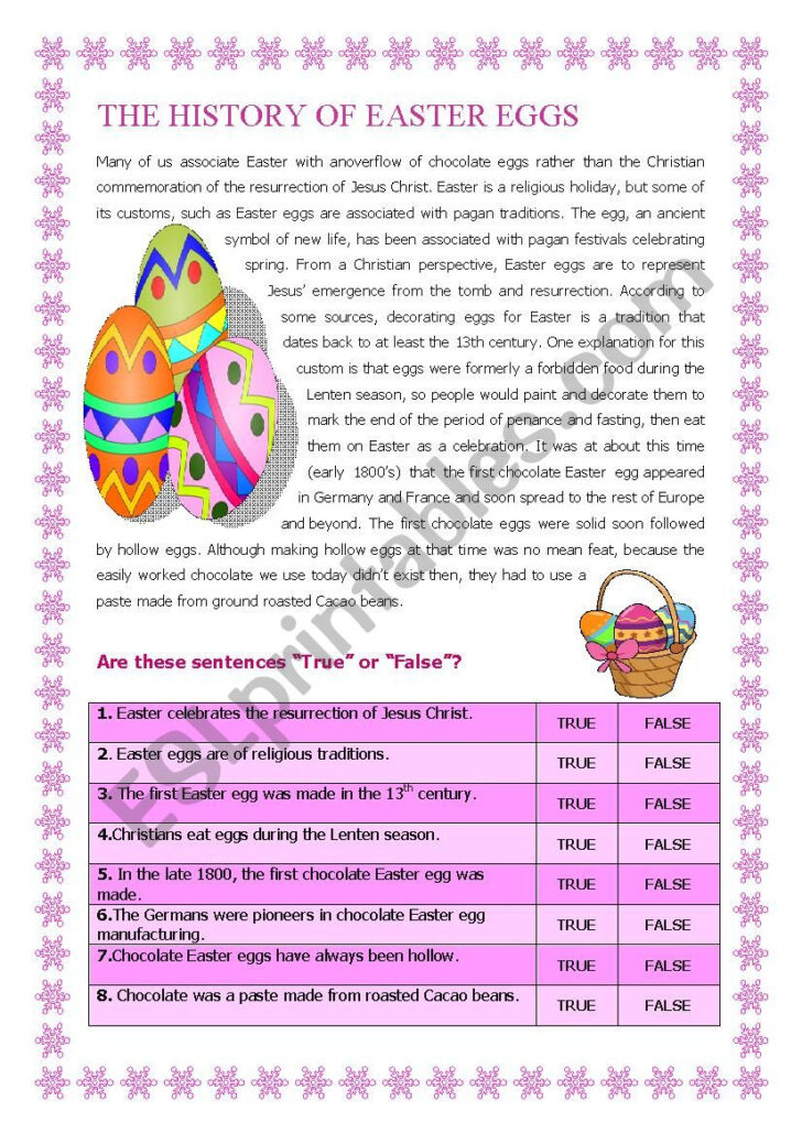 Easter History Worksheets