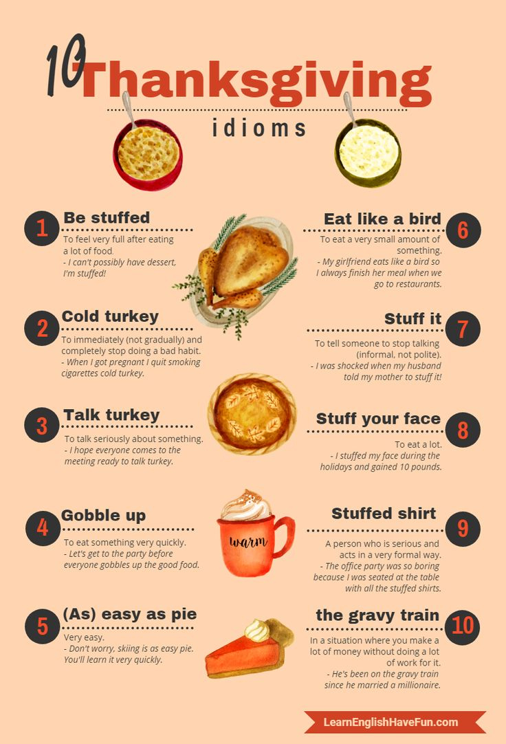 10 Fun Thanksgiving Idioms in Thanksgiving Idioms Worksheet