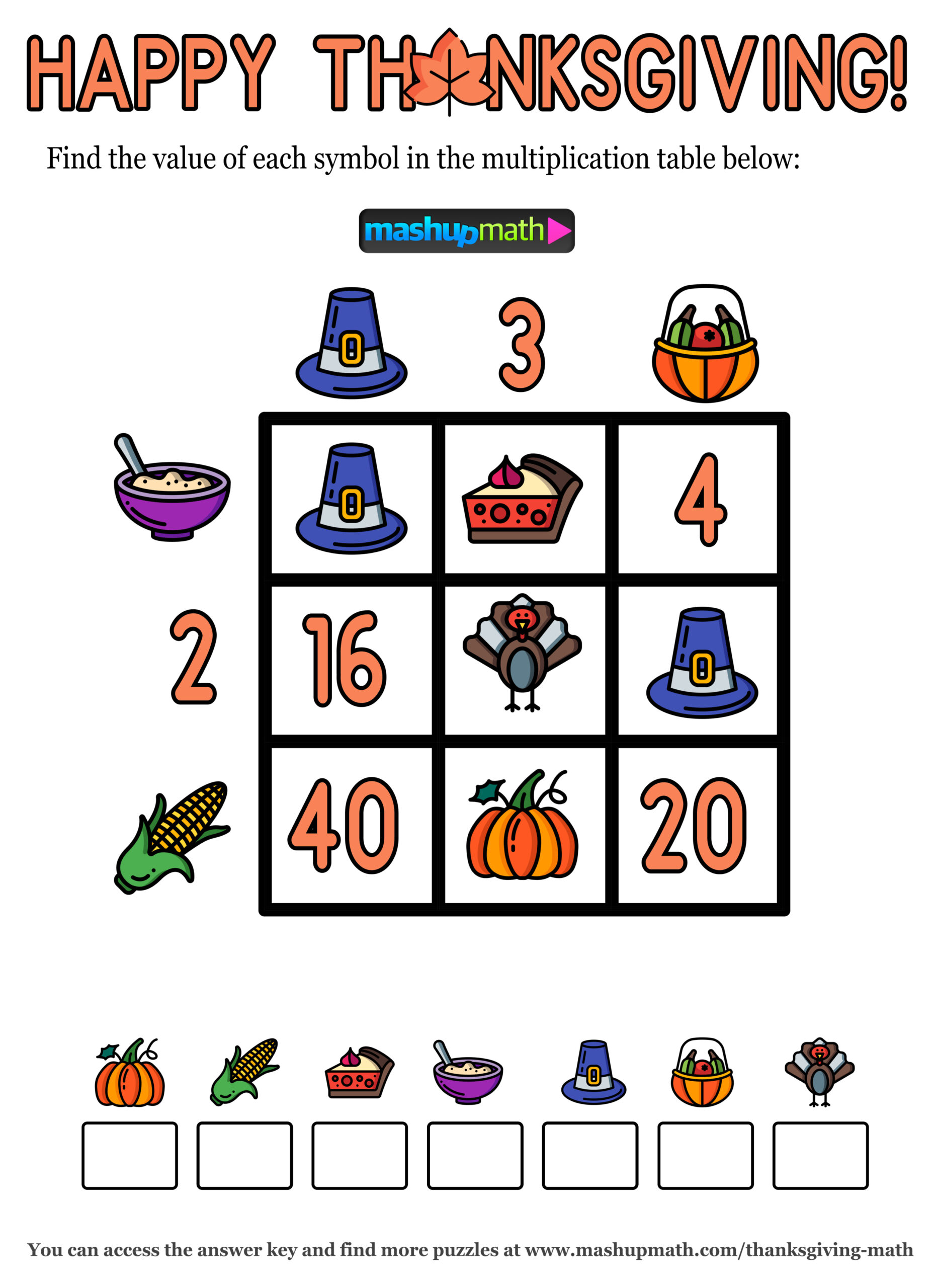 12 Thanksgiving Math Activities For Grades 1-8 — Mashup Math regarding Thanksgiving Math Worksheets High School