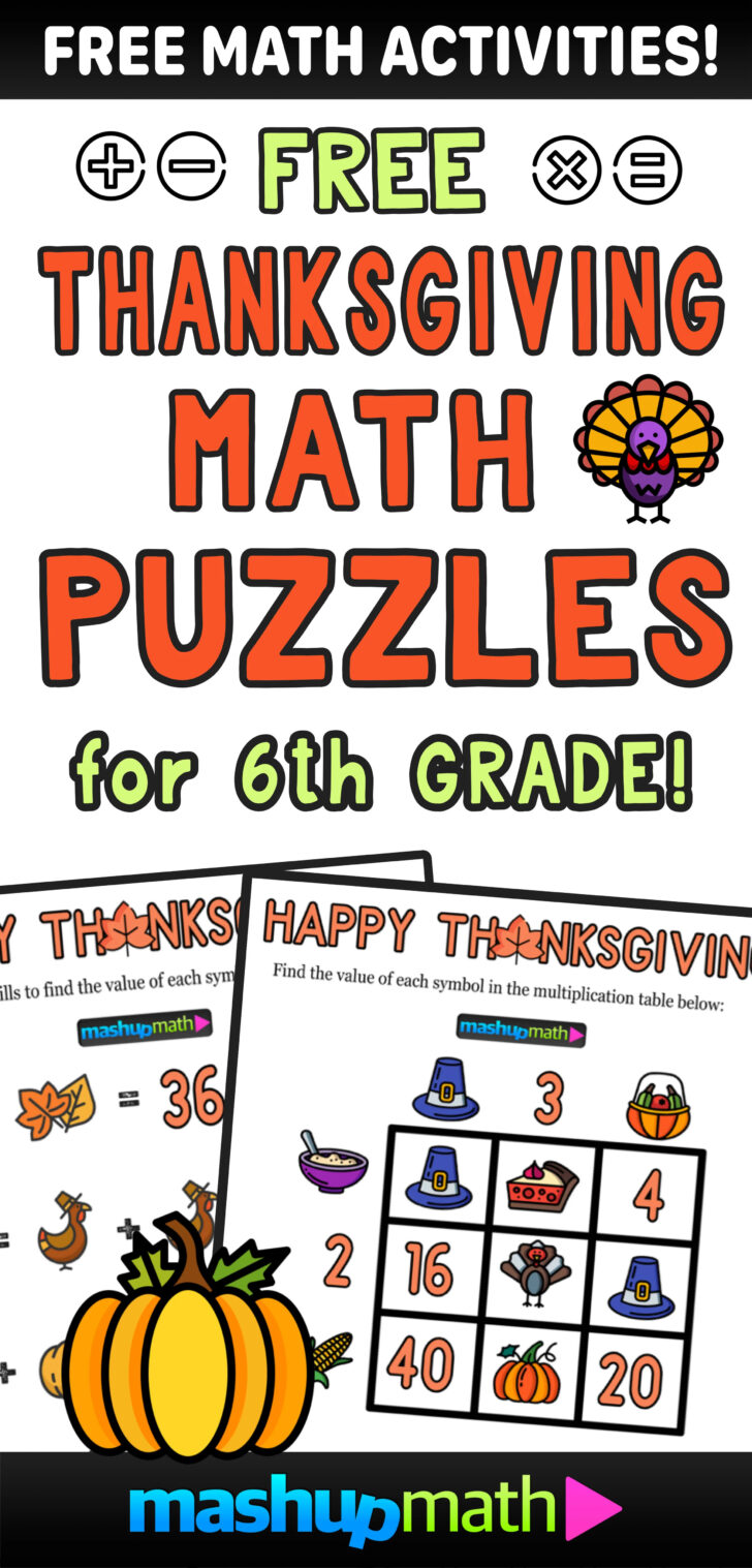 Thanksgiving Math Worksheets Middle School