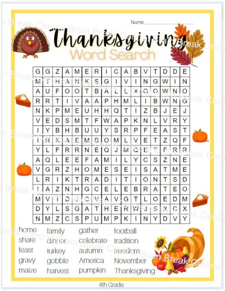 4th Grade Thanksgiving Worksheets