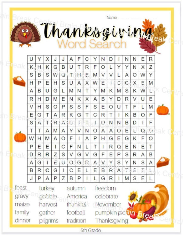5th Grade Thanksgiving Worksheets