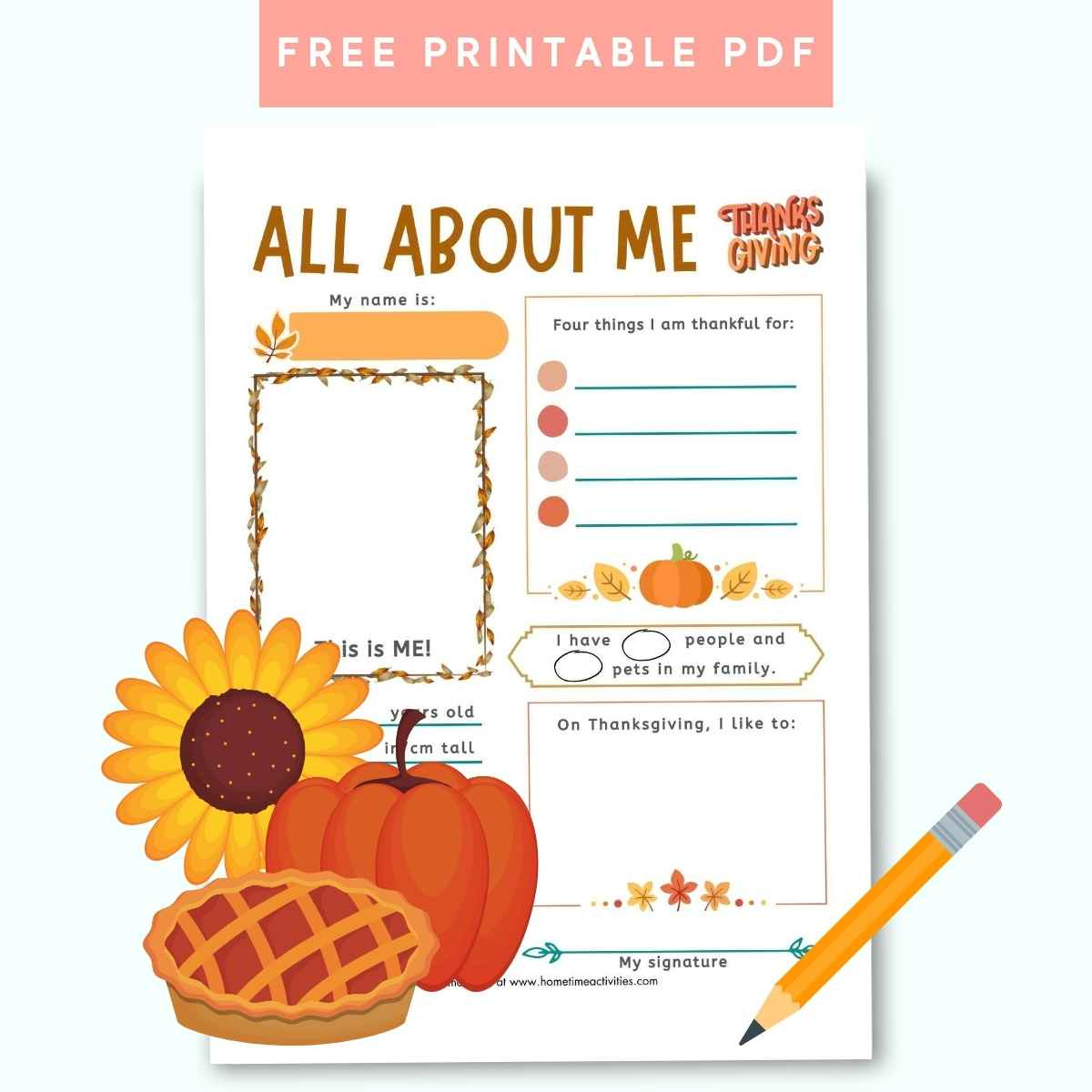 All About Me - Thanksgiving Printable Worksheet intended for Fill In The Blank Thanksgiving Worksheets
