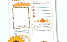 All About Me - Thanksgiving Printable Worksheet with Thanksgiving Themed Worksheets