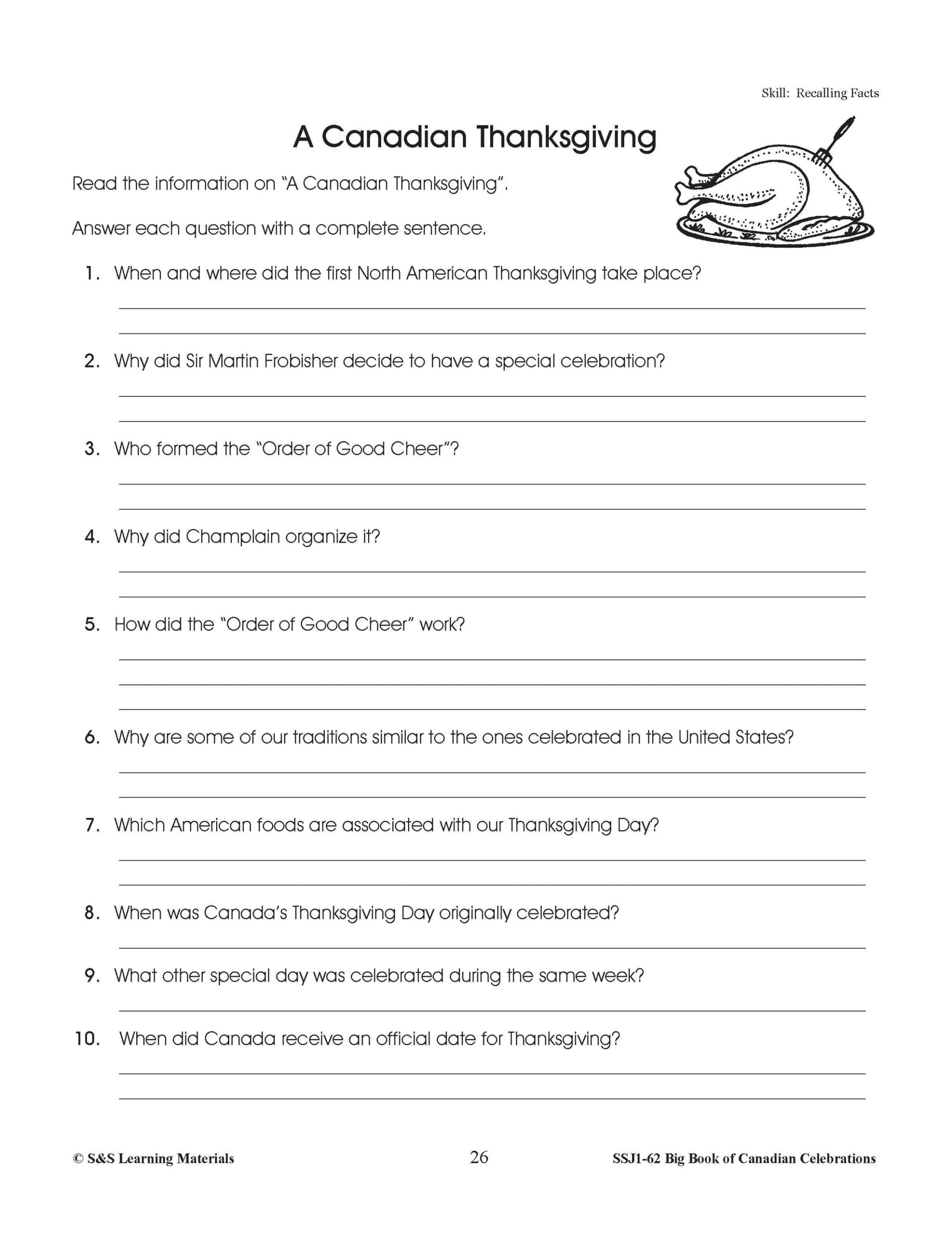 Canadian Thanksgiving - Worksheets Library with Canadian Thanksgiving Worksheets
