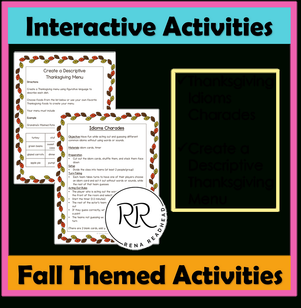Feasting On Words: 7 Thanksgiving Figurative Language Activities for Thanksgiving Figurative Language Worksheets