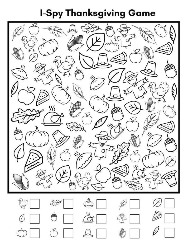 Free I Spy Thanksgiving Printables Your Kids Will Love! - Originalmom inside Thanksgiving Hidden Pictures Worksheets