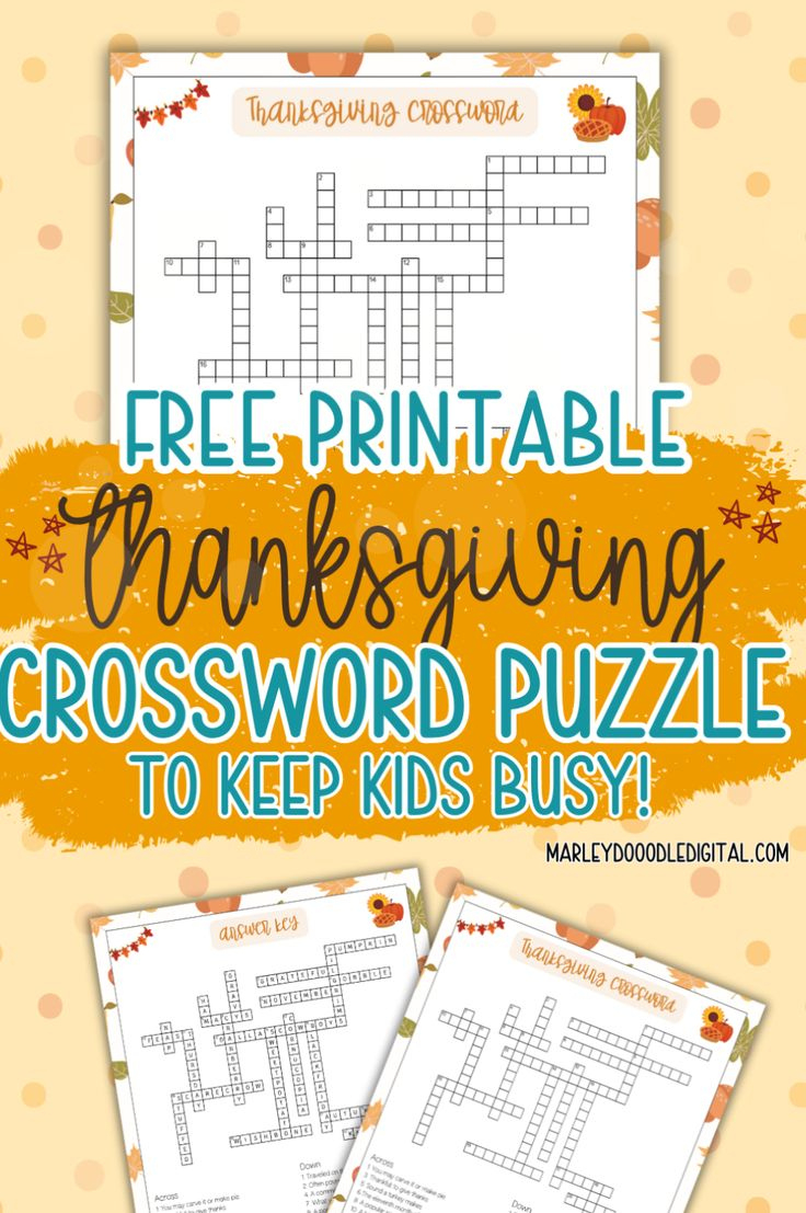 Free Printable Thanksgiving Crossword Puzzle With Answer Key pertaining to Super Teacher Worksheets Thanksgiving Crossword