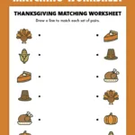 Free Printable Thanksgiving Matching Worksheet   Pjs And Paint Within Thanksgiving Matching Worksheet