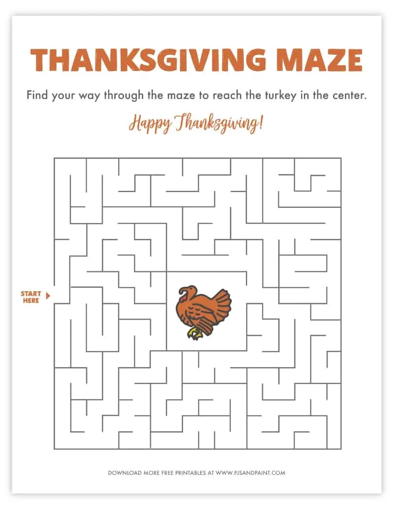 Free Printable Thanksgiving Maze - Thanksgiving Games And Activities with regard to Thanksgiving Maze Worksheets