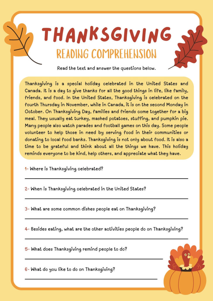 Thanksgiving Story Worksheet Thanksgiving Story Worksheet