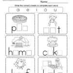 Free Printable Thanksgiving Write The Vowels Worksheet Pertaining To Free Kindergarten Thanksgiving Worksheets