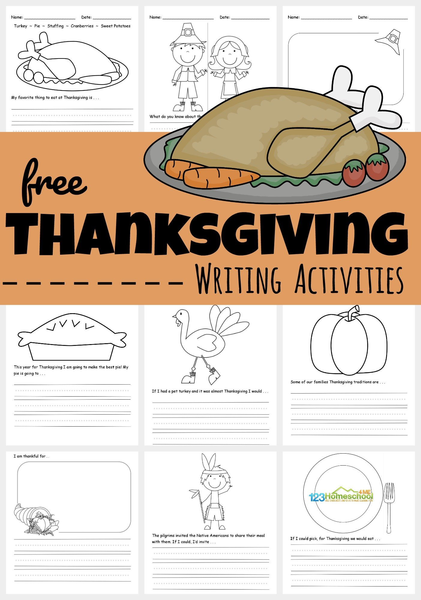 Free Printable Thanksgiving Writing Activities within Thanksgiving Writing Worksheets Free