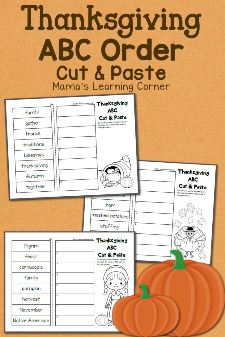 Thanksgiving ABC Order Worksheets