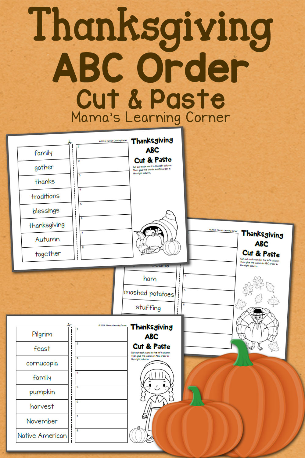 Free Thanksgiving Abc Order Cut And Paste with regard to Thanksgiving Abc Order Worksheets