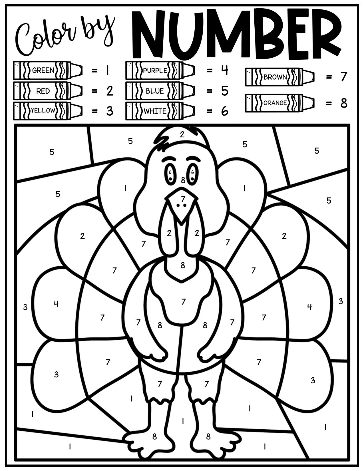 Free Thanksgiving Colornumber Pages - Play Party Plan with Thanksgiving Color By Number Multiplication Worksheets