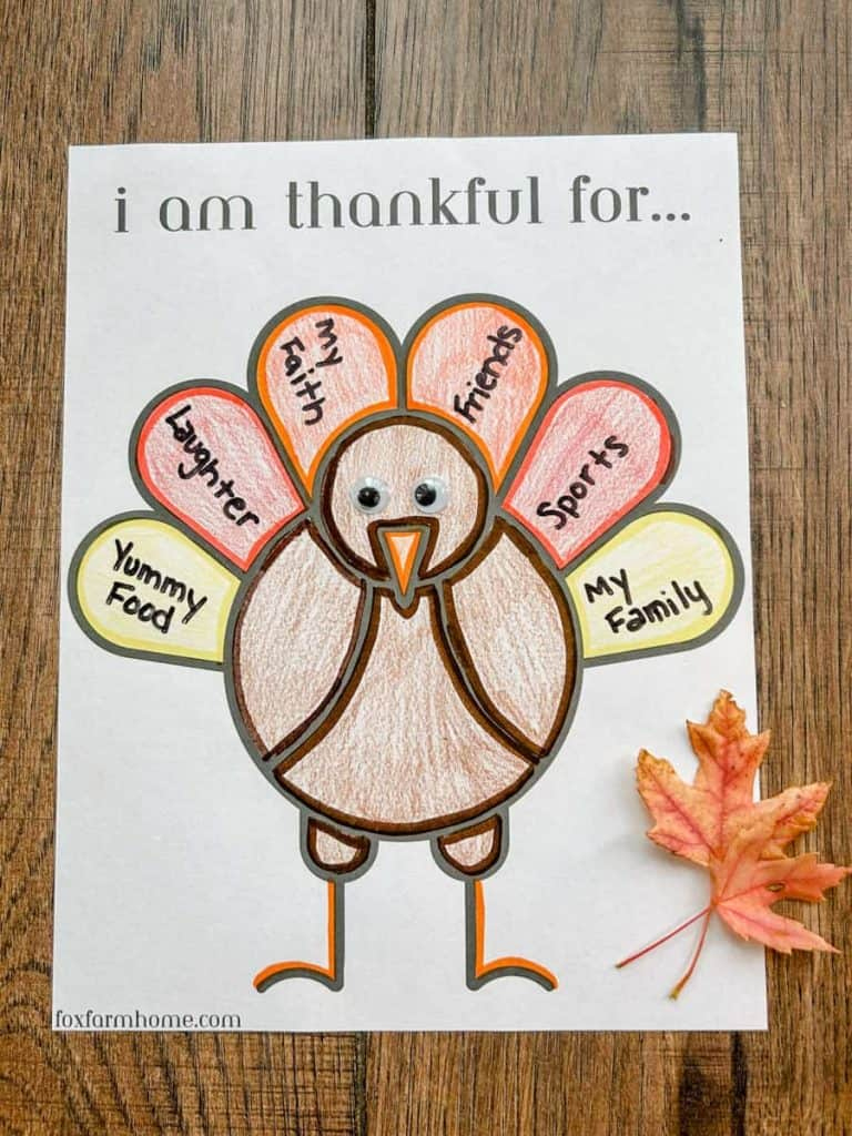 Free Thanksgiving &amp;quot;I Am Thankful For&amp;quot; Printable - Fox Farm Home in Thanksgiving Crafts And Worksheets