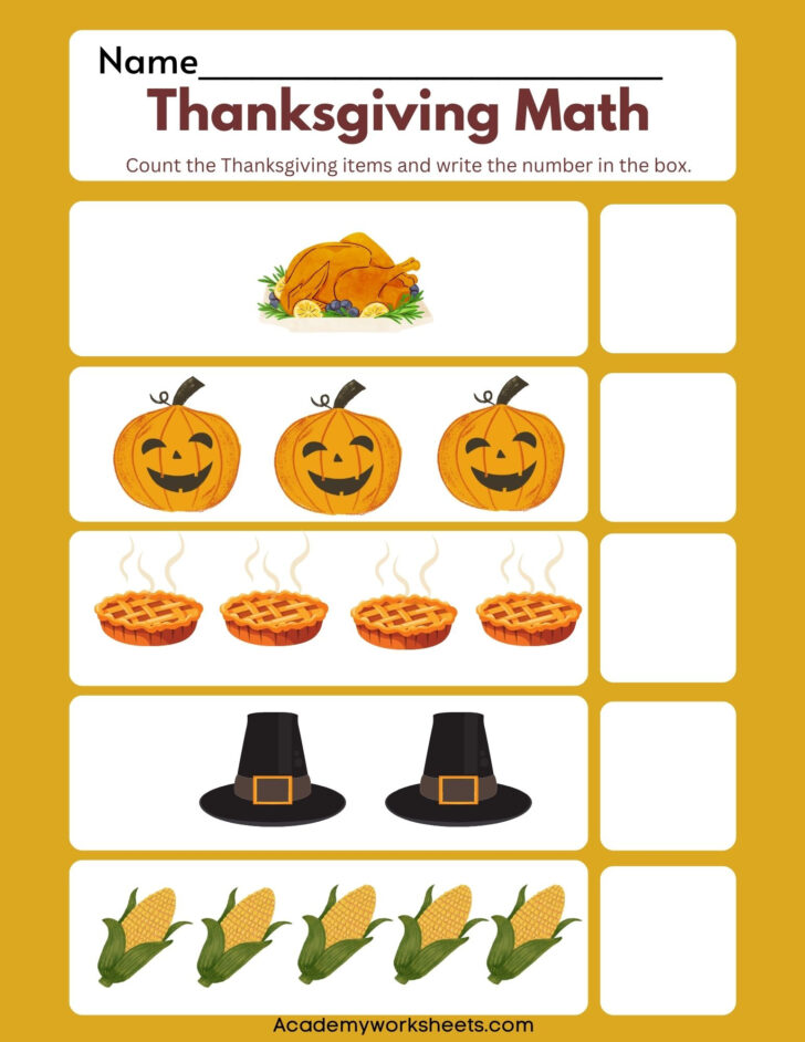 Thanksgiving Preschool Math Worksheets