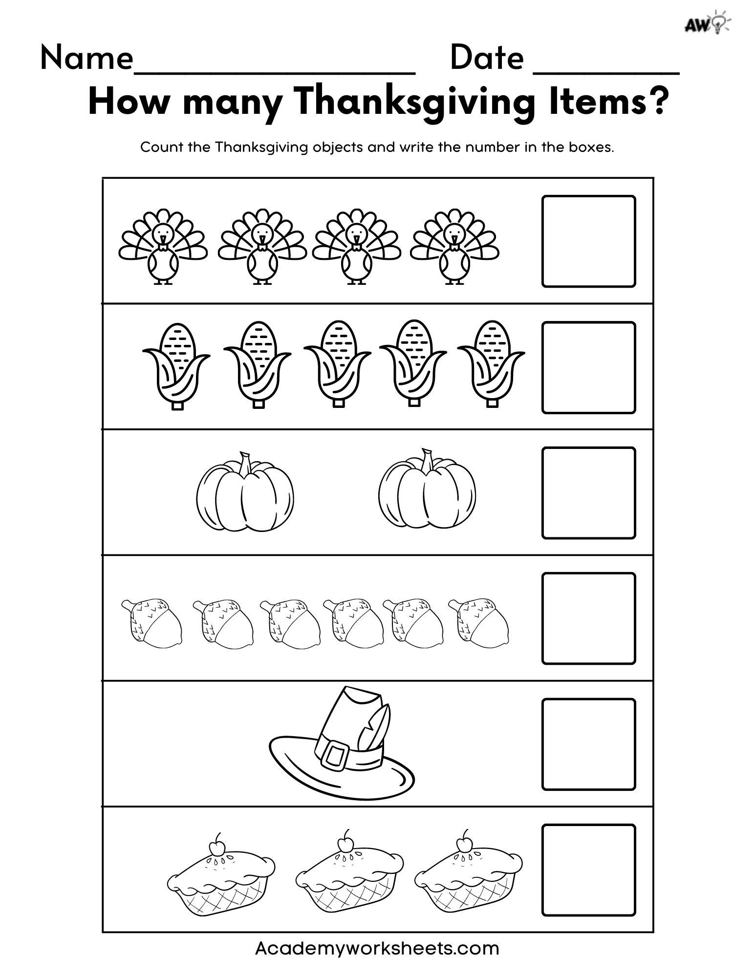 Free Thanksgiving Math Activities For Preschool Kids - Academy throughout Thanksgiving Worksheets For Kindergarten Math