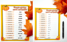 Free Thanksgiving Word Scramble Printable (With Answers) for Thanksgiving Word Scramble Worksheet