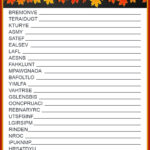 Get A Free Printable Thanksgiving Word Scramble With Answers Regarding Thanksgiving Word Scramble Worksheet