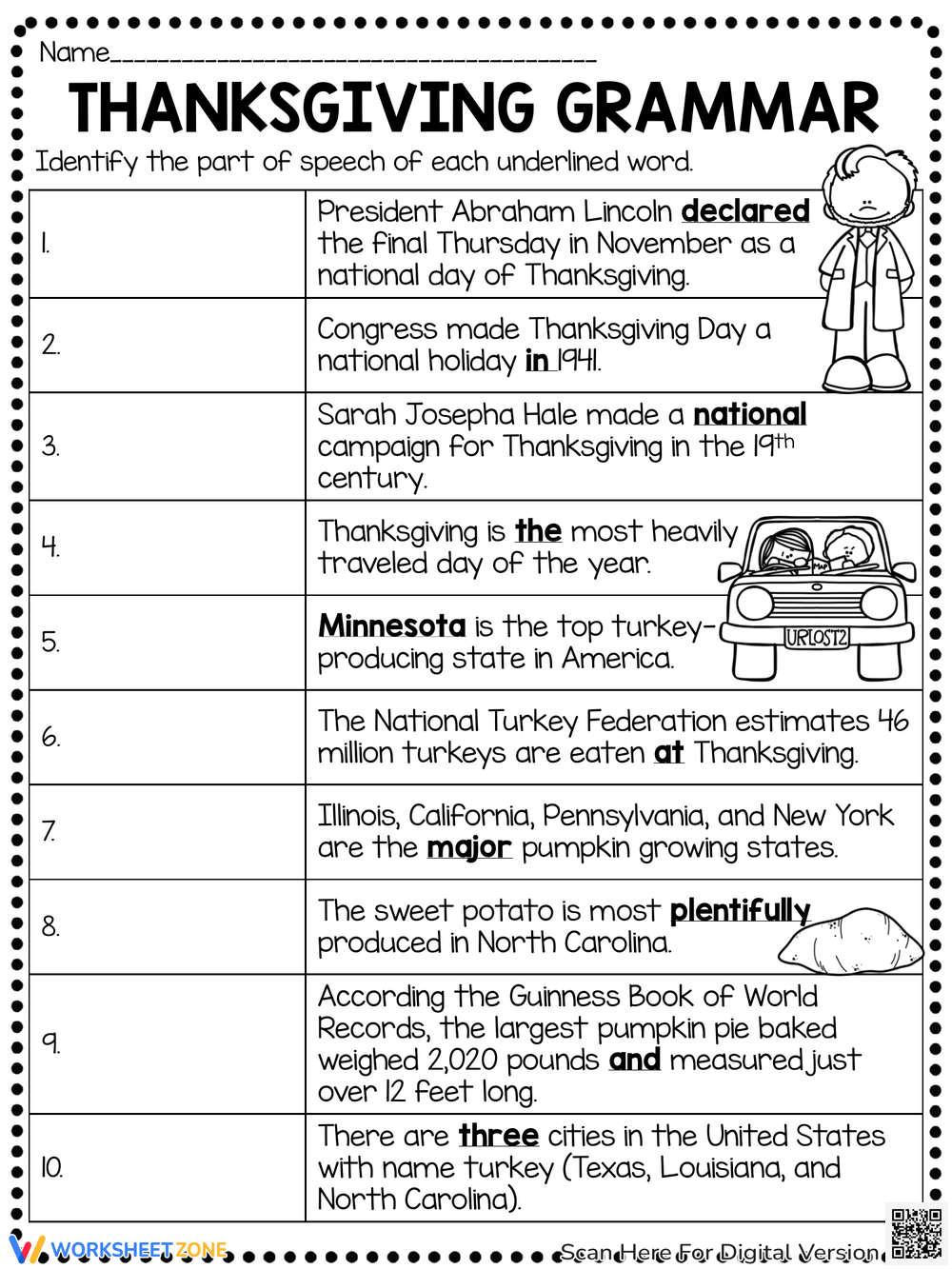 Grade 5 Thanksgiving Worksheets &amp;amp; Printable inside Thanksgiving Grammar Worksheet