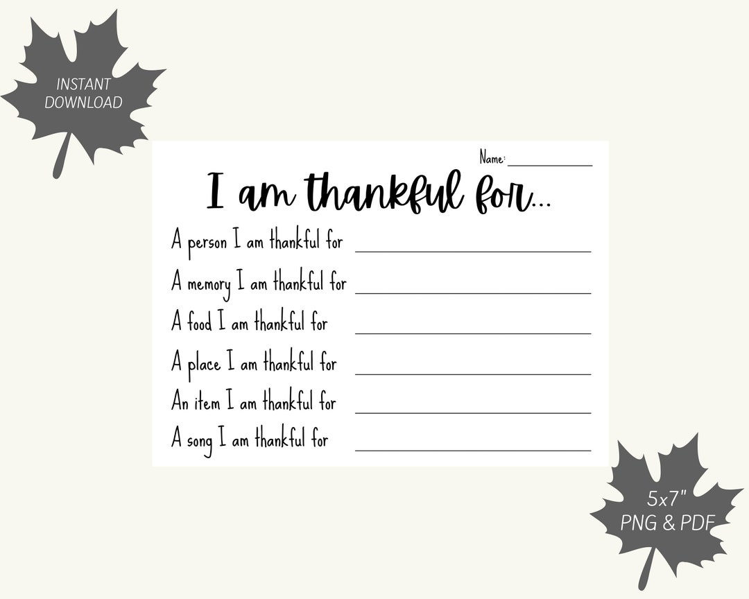 I Am Thankful For Thanksgiving Activity Printable - Etsy Hong Kong pertaining to I Am Thankful For Thanksgiving Worksheet