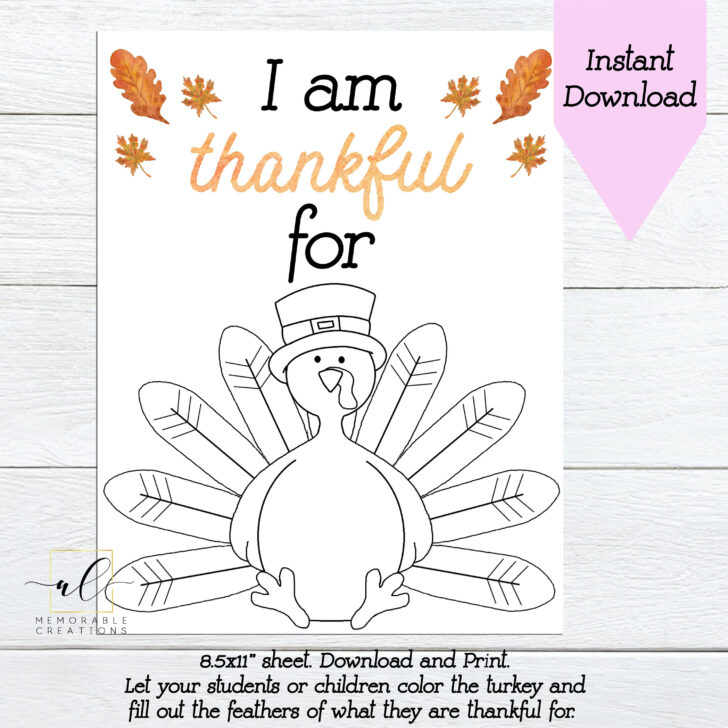 I Am Thankful For Thanksgiving Worksheet