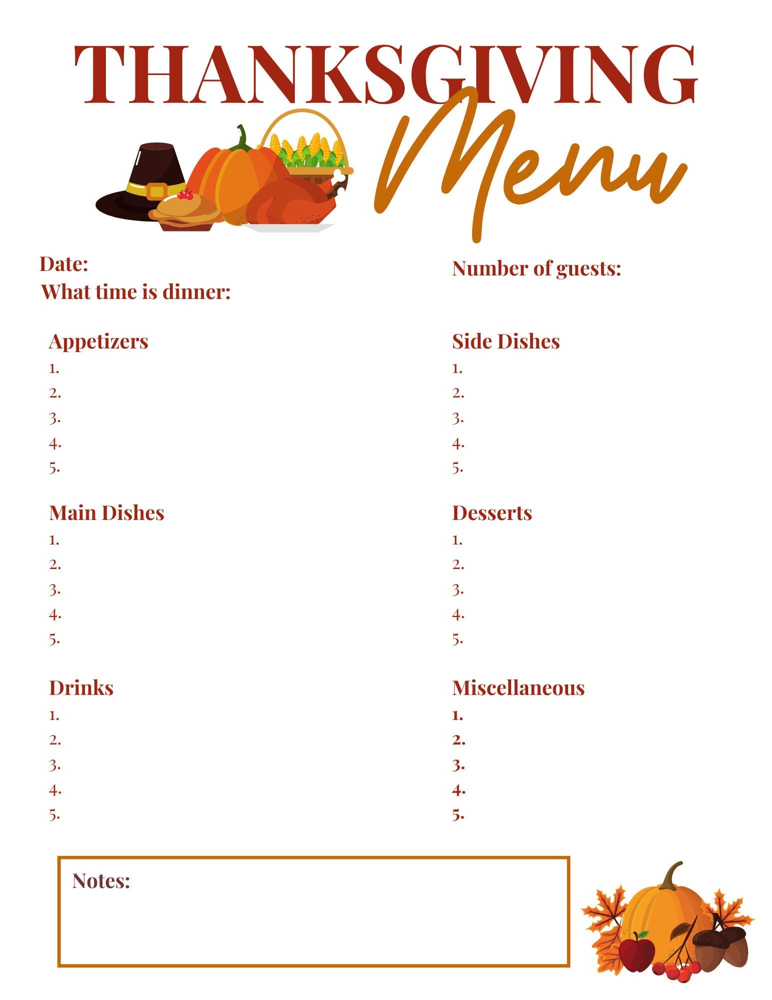 Instant Download Thanksgiving Menu And Shopping List, Thanksgiving intended for Thanksgiving Menu Worksheet