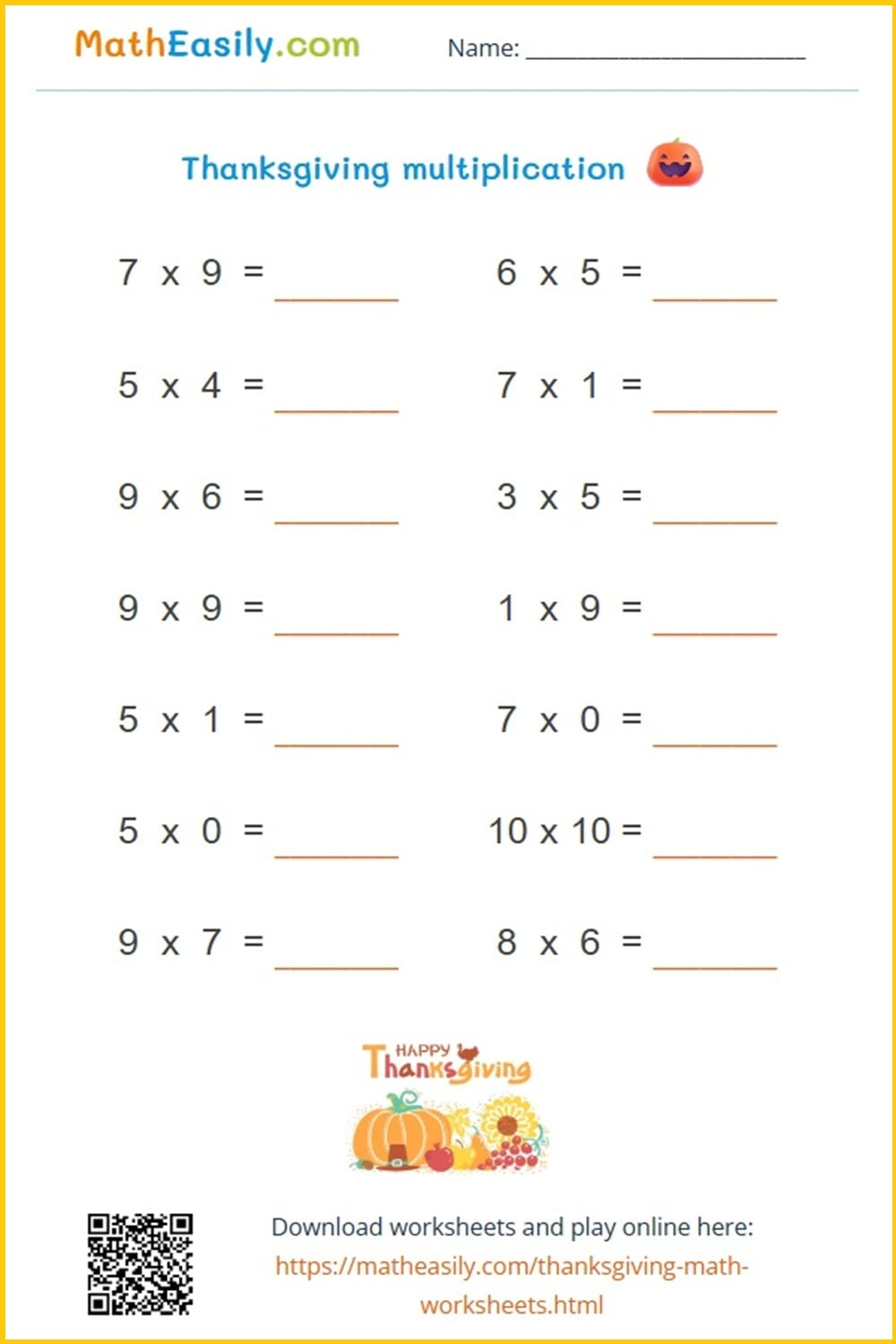 Math Thanksgiving Worksheets Pdf | Free Download regarding Multiplication Worksheets Thanksgiving