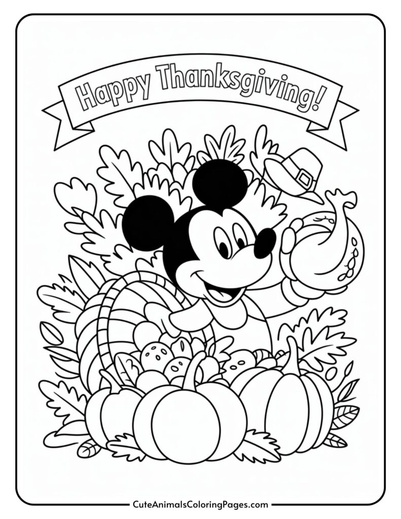 Mickey Mouse Thanksgiving Coloring Page (9 Coloring Sheets) - Cute within Thanksgiving Coloring Worksheet