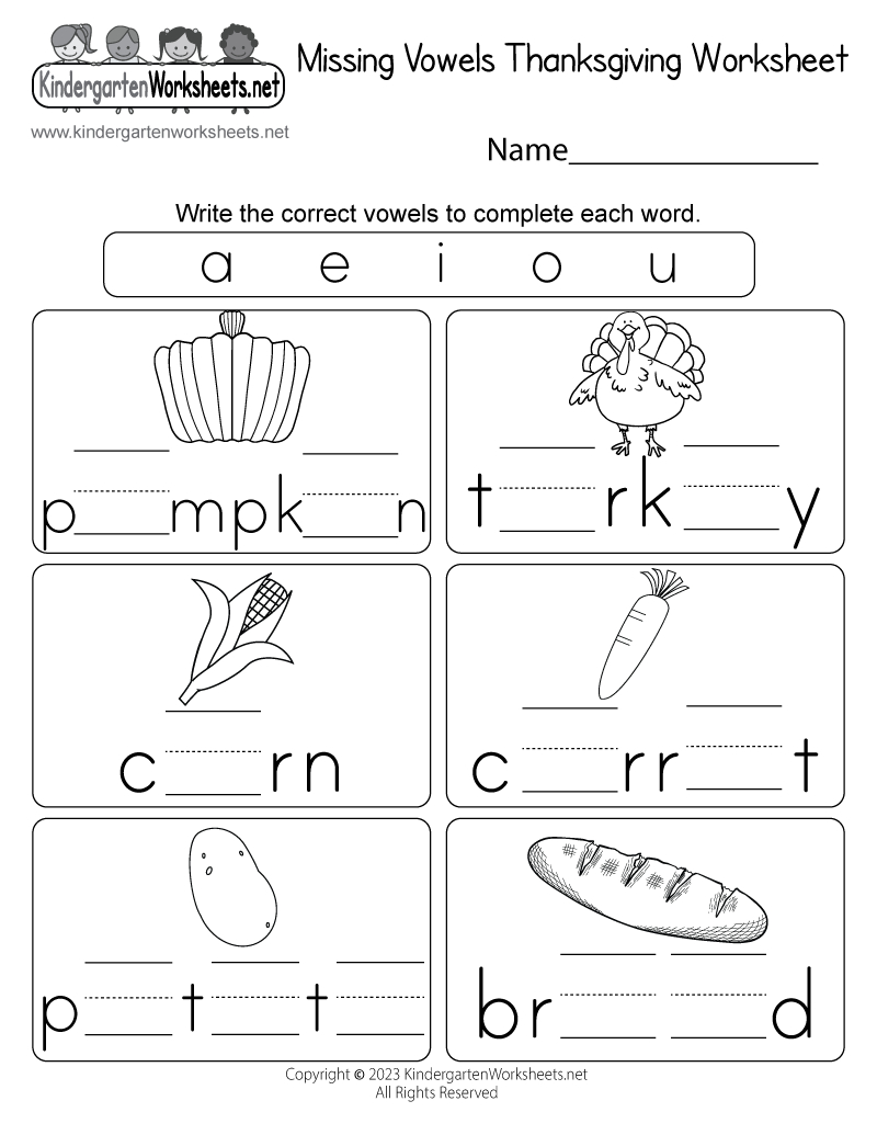 Missing Vowels Thanksgiving Worksheet - Free Printable, Digital, &amp;amp; Pdf for Thanksgiving Spelling Worksheets