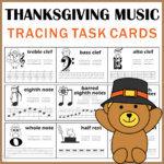 Music Tracing Task Cards For Thanksgiving Within Thanksgiving Music Worksheets