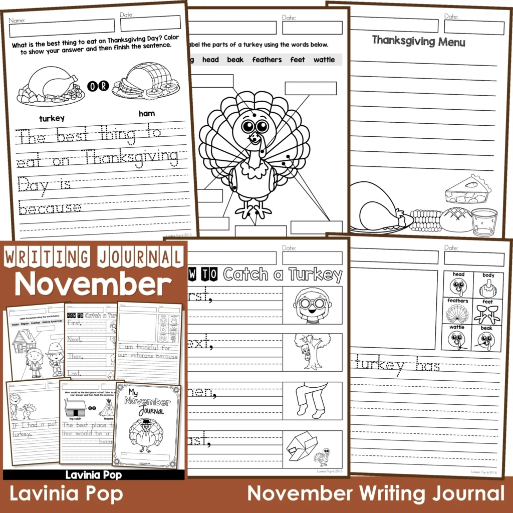 November Writing Journal - In My World regarding Thanksgiving Creative Writing Worksheets