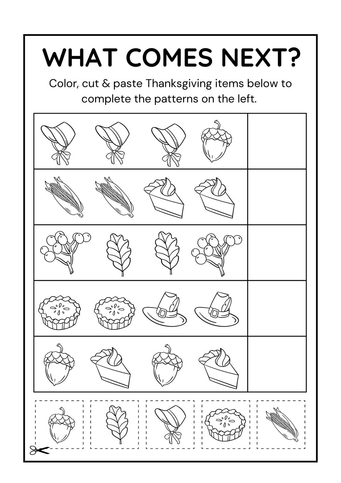 Page 4 - Free Printable Thanksgiving Worksheet Templates | Canva intended for Thanksgiving Worksheets Kindergarten