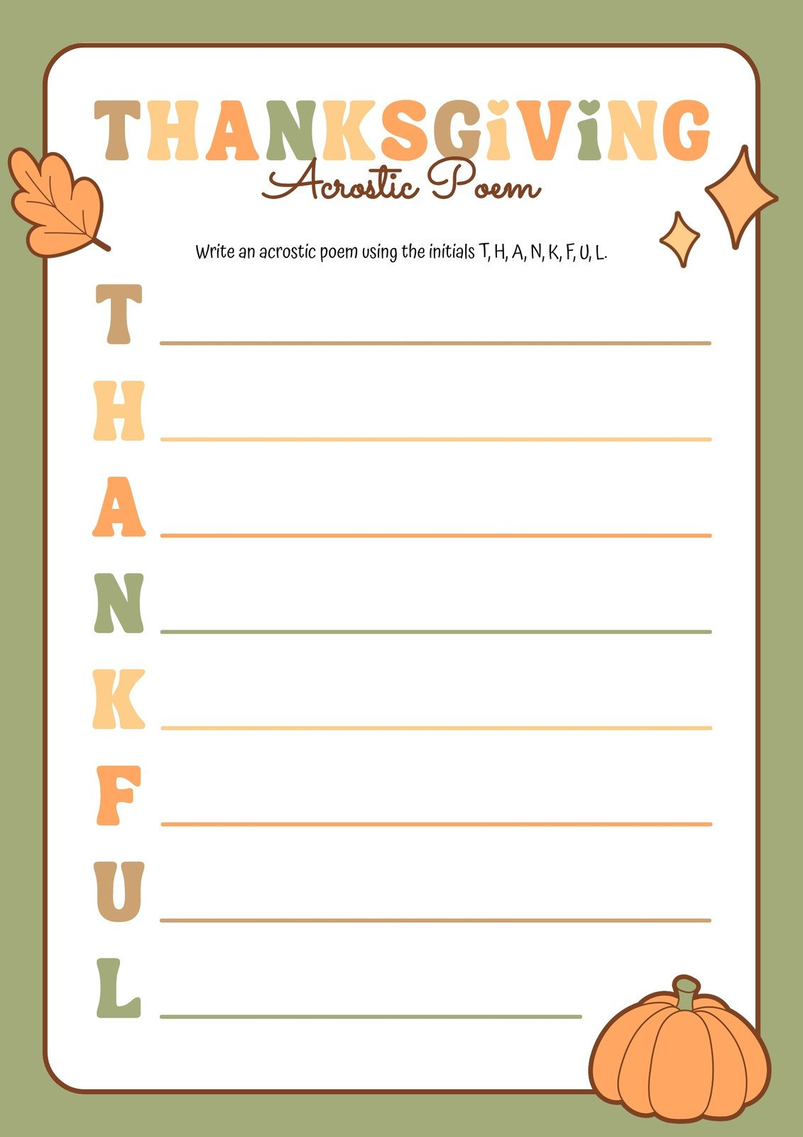 Page 4 - Free Printable Thanksgiving Worksheet Templates | Canva within Thanksgiving Poem Worksheet