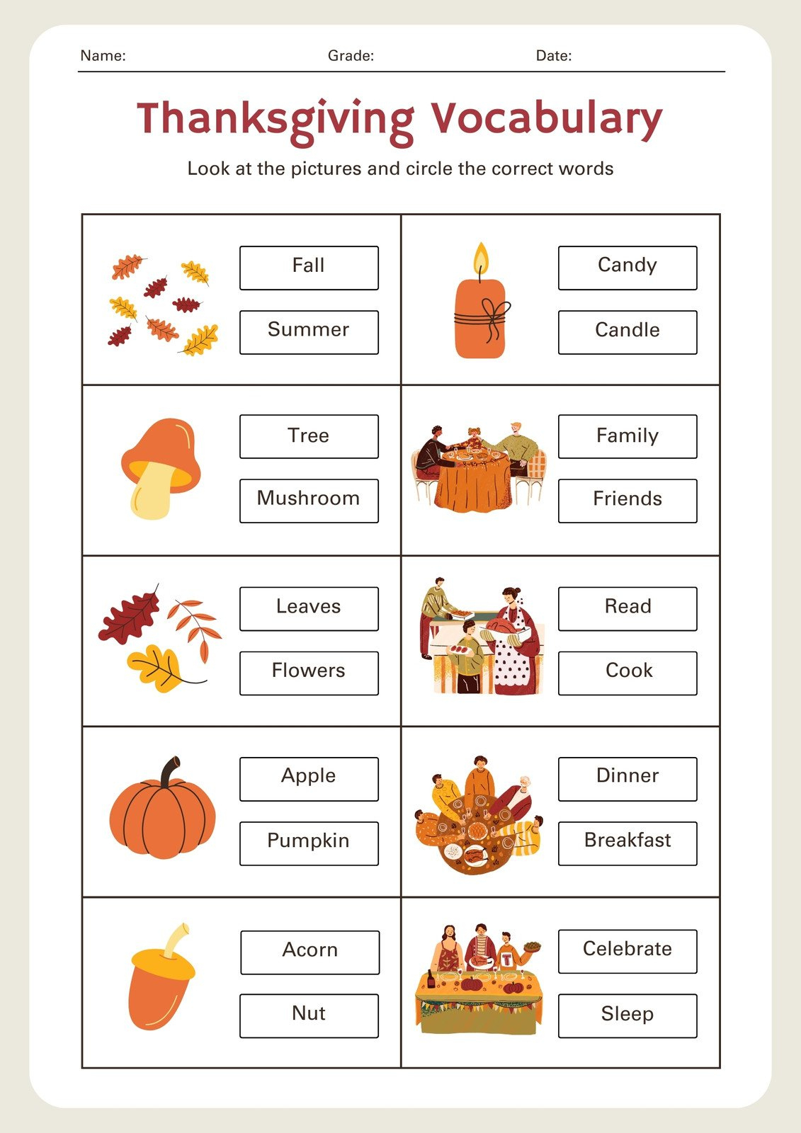 Page 5 - Free Printable Thanksgiving Worksheet Templates | Canva regarding Free Printable Esl Thanksgiving Worksheets