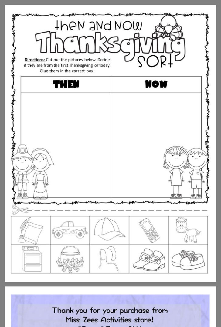Thanksgiving Then and Now Worksheet