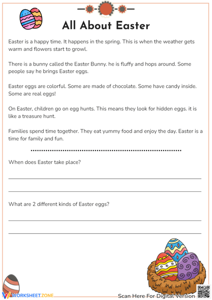 Easter Reading Comprehension Worksheets Free
