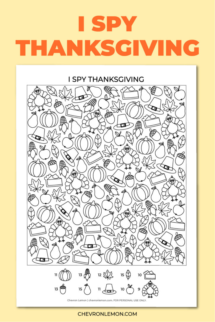 Thanksgiving I Spy Worksheet