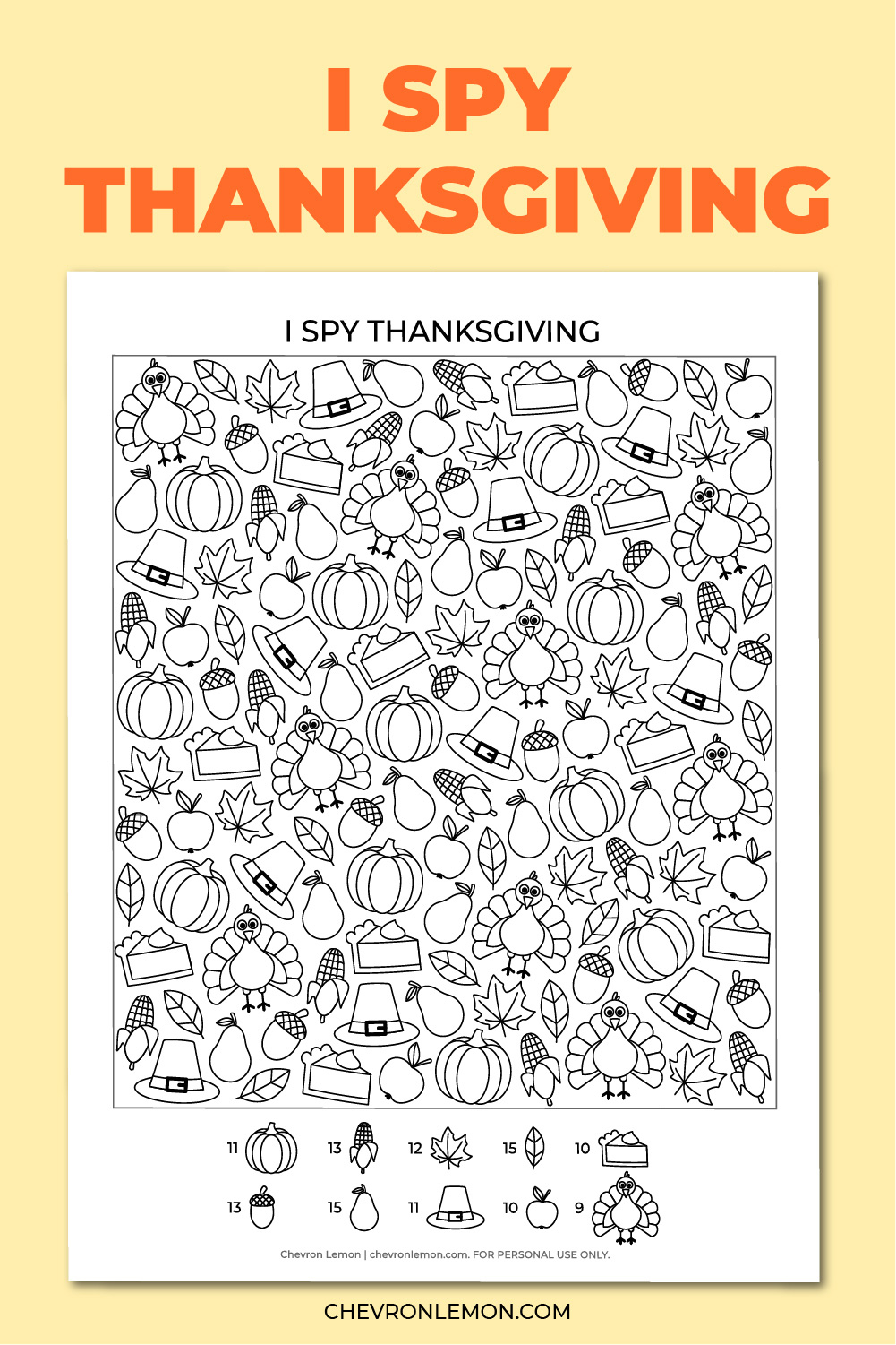 Printable I Spy Thanksgiving Game - Chevron Lemon intended for Thanksgiving I Spy Worksheets