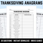 Printable Thanksgiving Anagrams Quiz With Answers: Fun Word Intended For Thanksgiving Anagrams Worksheet