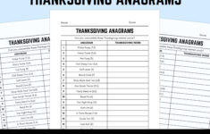 Printable Thanksgiving Anagrams Quiz With Answers: Fun Word intended for Thanksgiving Anagrams Worksheet