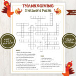 Printable Thanksgiving Crossword Puzzle For Kids And Adults For Thanksgiving Crossword Puzzle Worksheet Answer Key