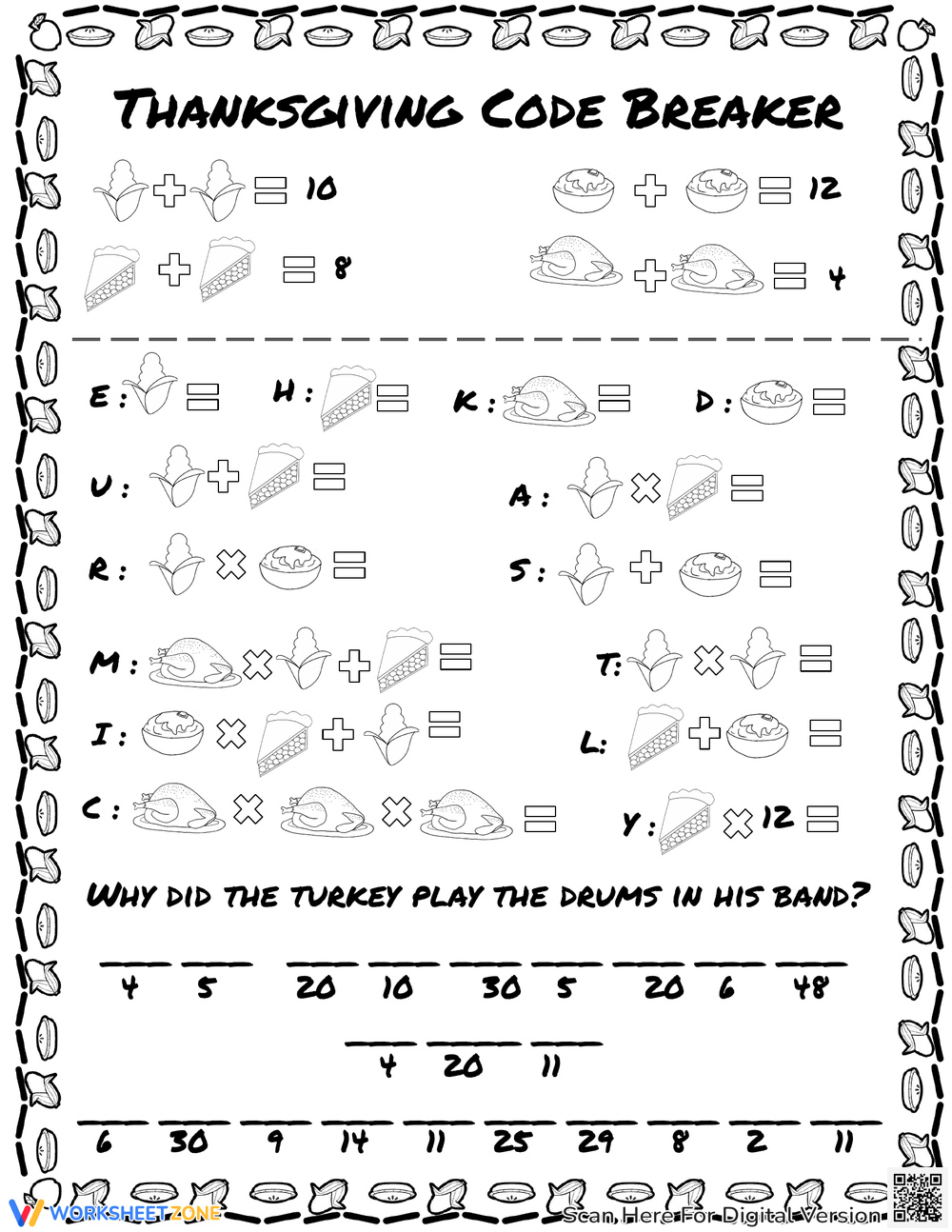 Printable Thanksgiving Fill In The Blanks Worksheets for Thanksgiving Decoding Worksheets