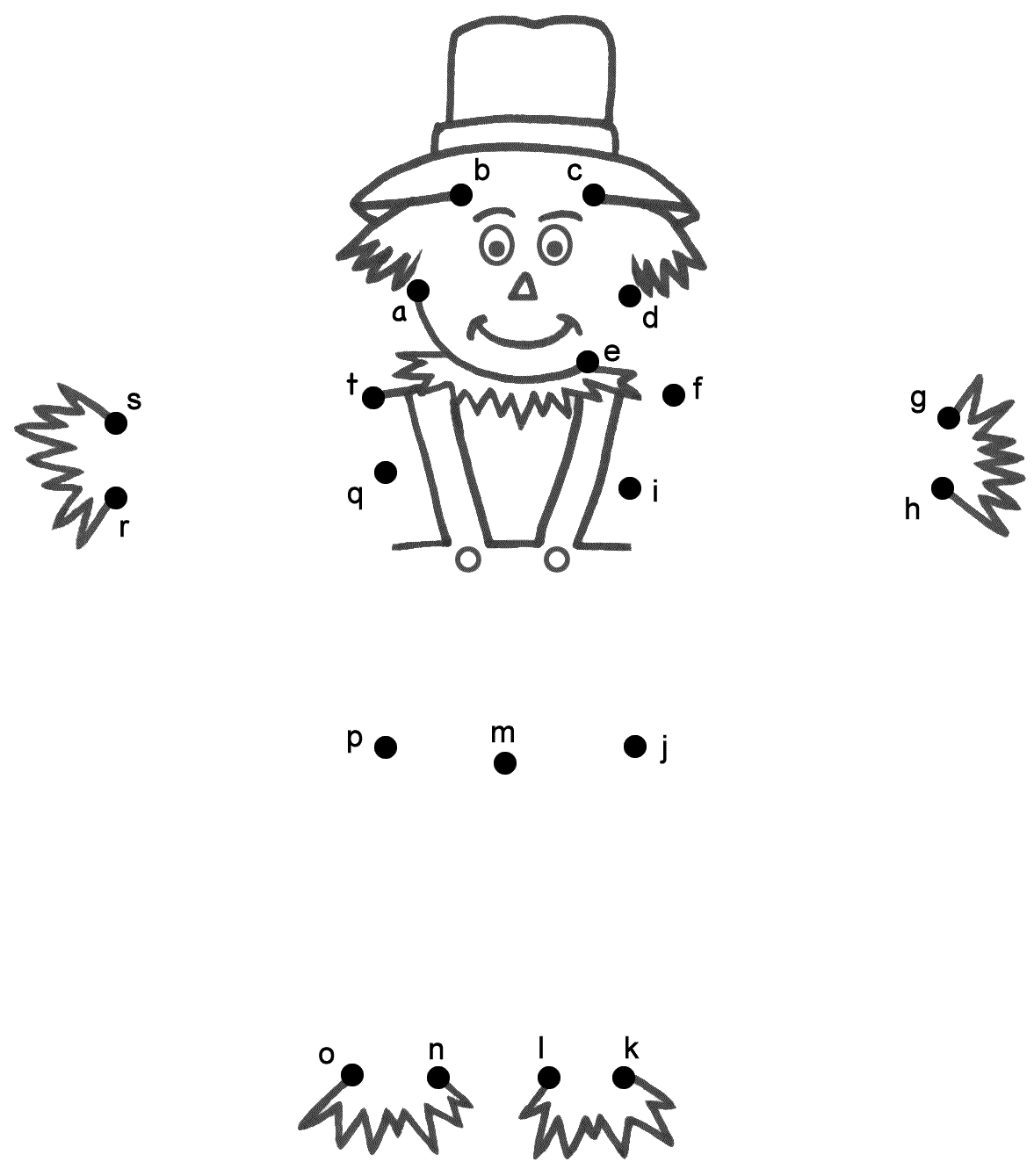 Scarecrow - Connect The Dotslowercase Letters (Thanksgiving) with Thanksgiving Connect the Dots Worksheets