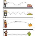 Shape Hopscotch For Thanksgiving Tracing Worksheets Preschool